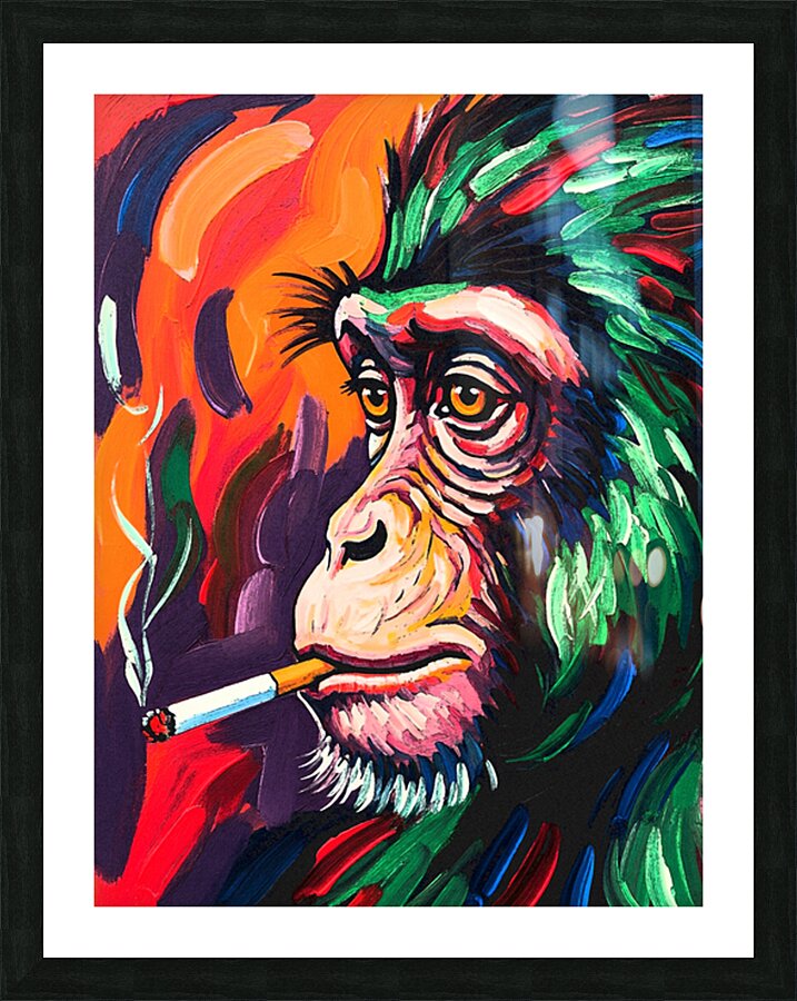 Monkey Smoking Picture Frame print
