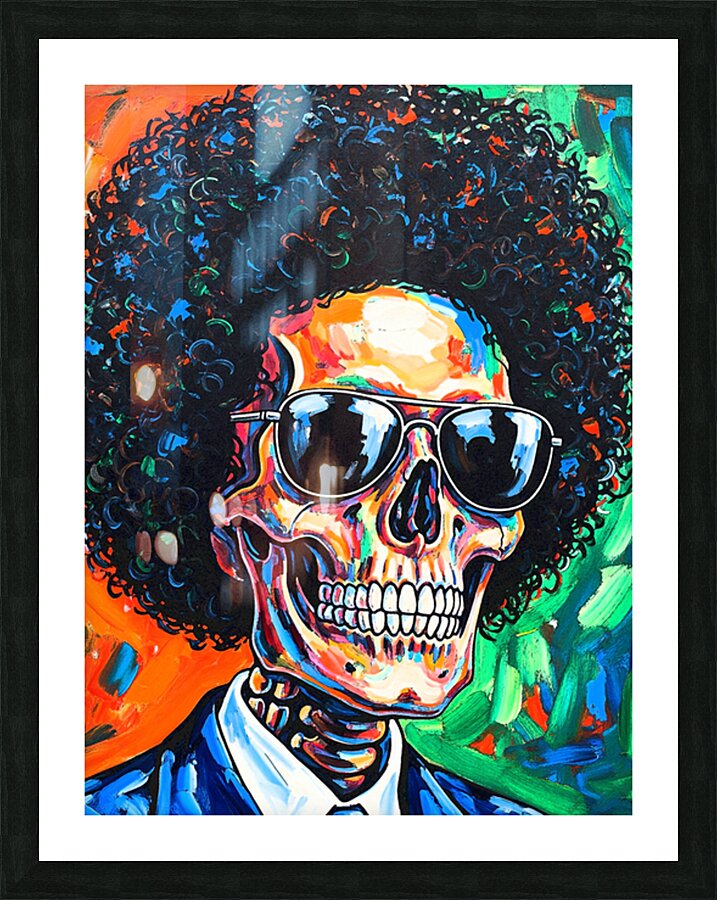 Skull Afro Picture Frame print