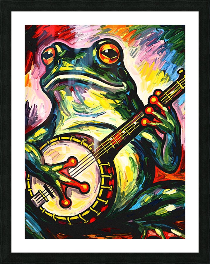 Frog Playing Banjo Picture Frame print