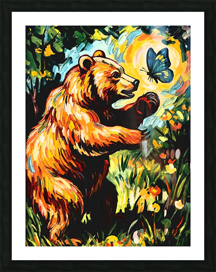 Bear Butterfly Picture Frame print