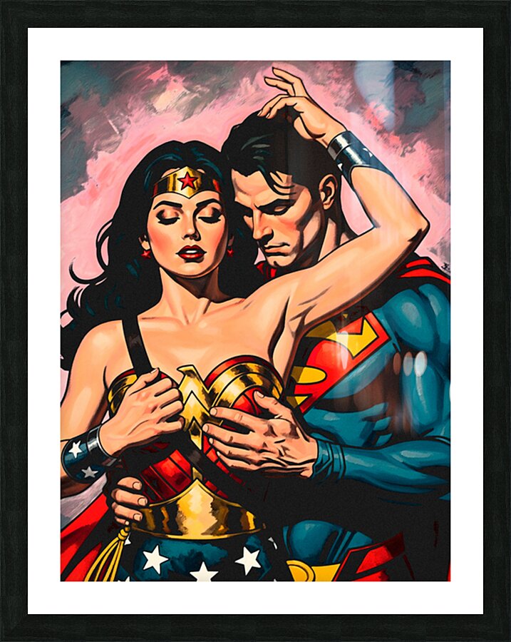 Couple Superhero Picture Frame print