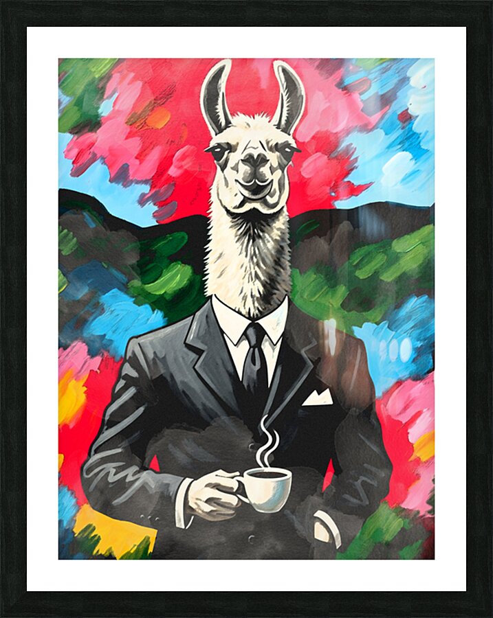 Ilama With Coffee Picture Frame print