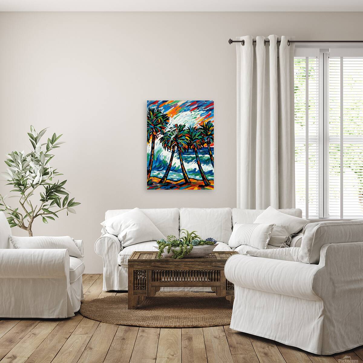Tree Palm Wave Ocean Reproduction