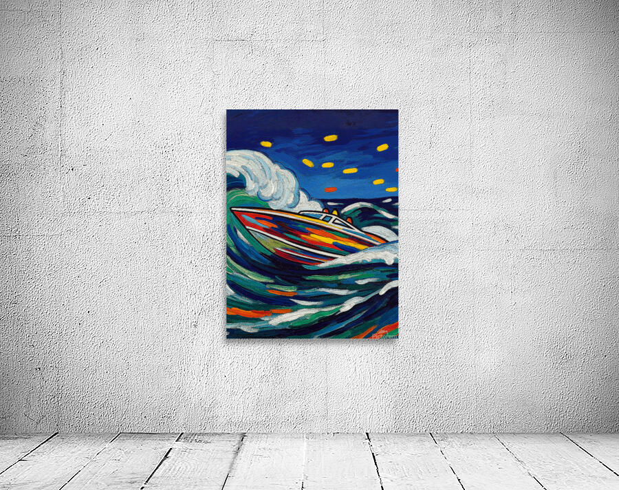 Speedboat In Wave  Wall Preview