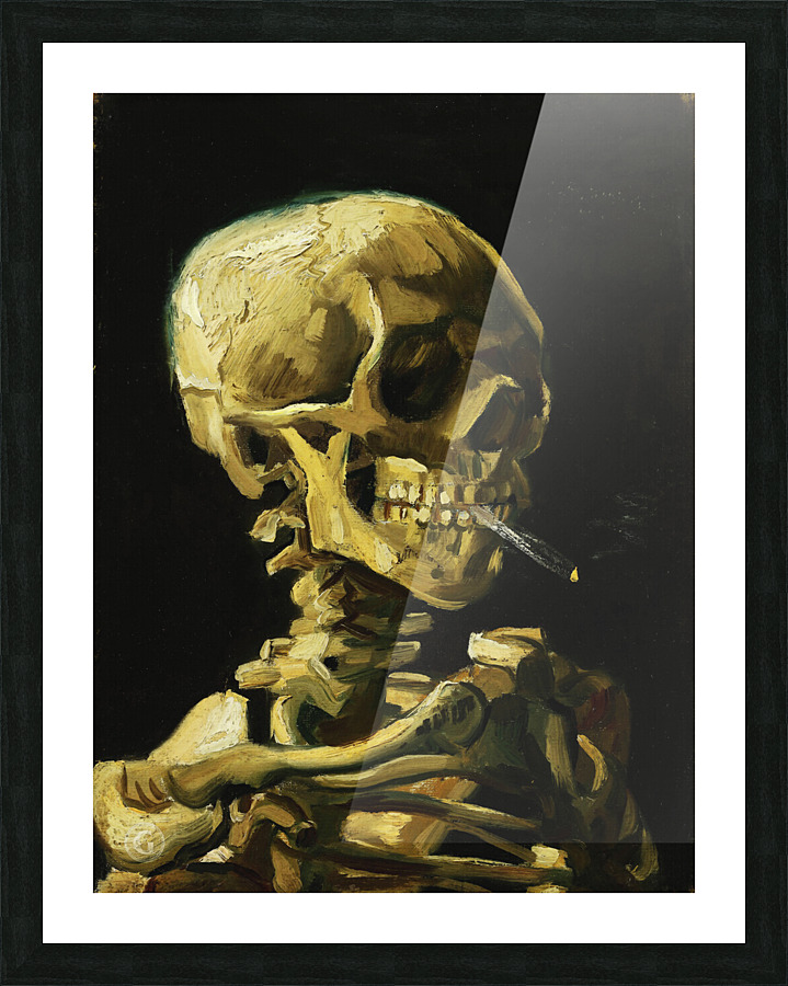 Skull with Burning Cigarette Picture Frame print