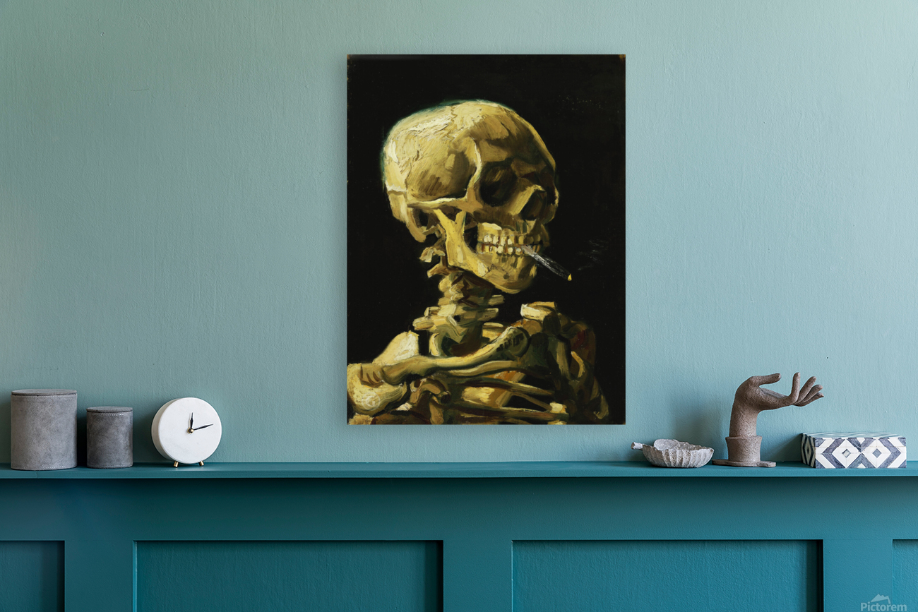 Skull with Burning Cigarette Reproduction