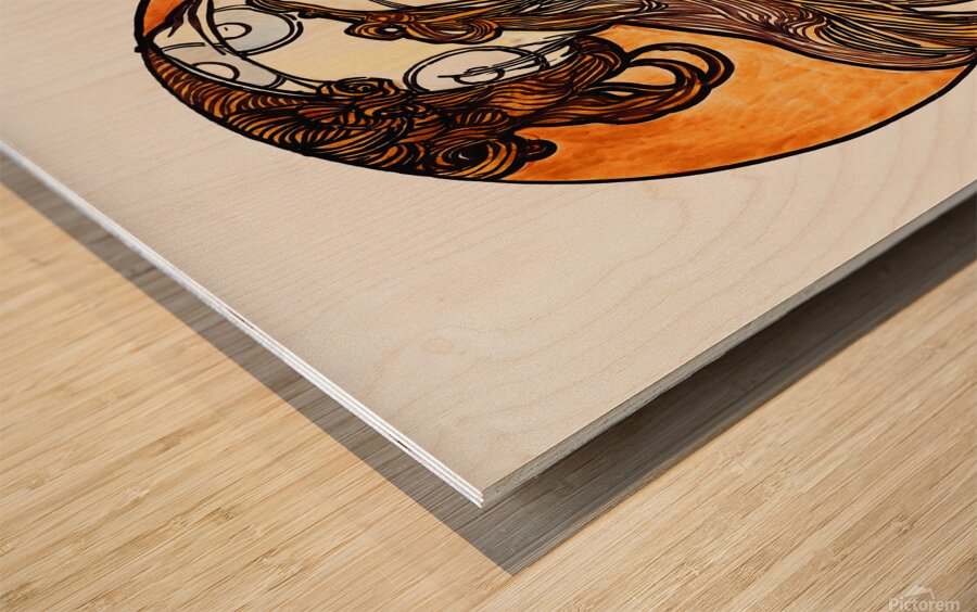 Stained glass window for the facade of the Fouque Wood print