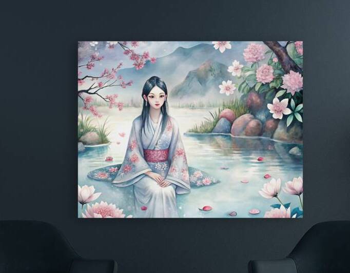 Serenity in Bloom: Tranquil Lotus Pond Wall Art by ADAYOUB89