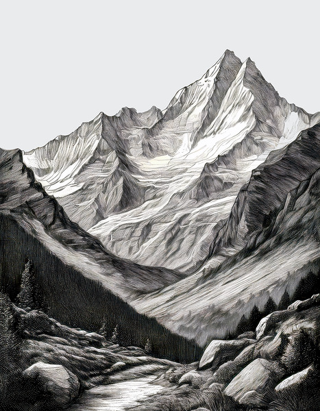 Mount Everest Etch Digital Download