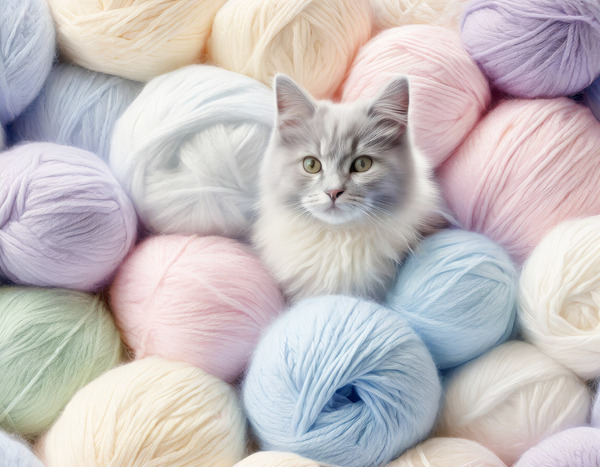 Kitten in Balls of Soft Angora  Digital Download