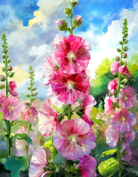 Oma Loved Her Hollyhocks Digital Download