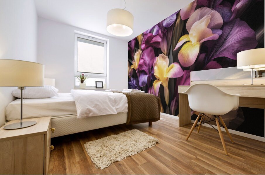 Colourful Irises in Full Bloom Mural print