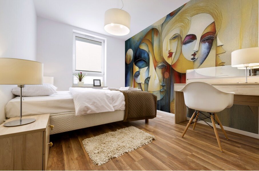 Faces Facing Every Which Way Mural print