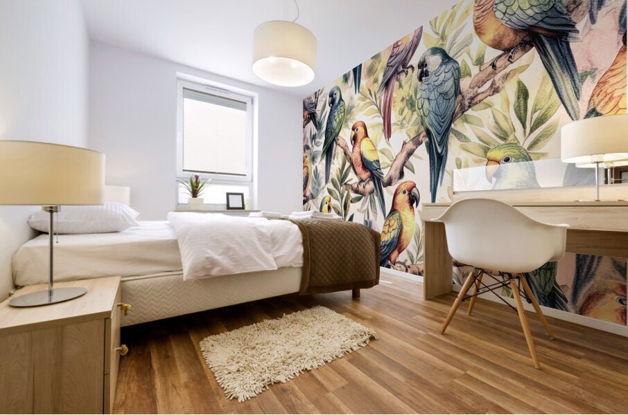 Perfect Parrots for a Mural Mural print