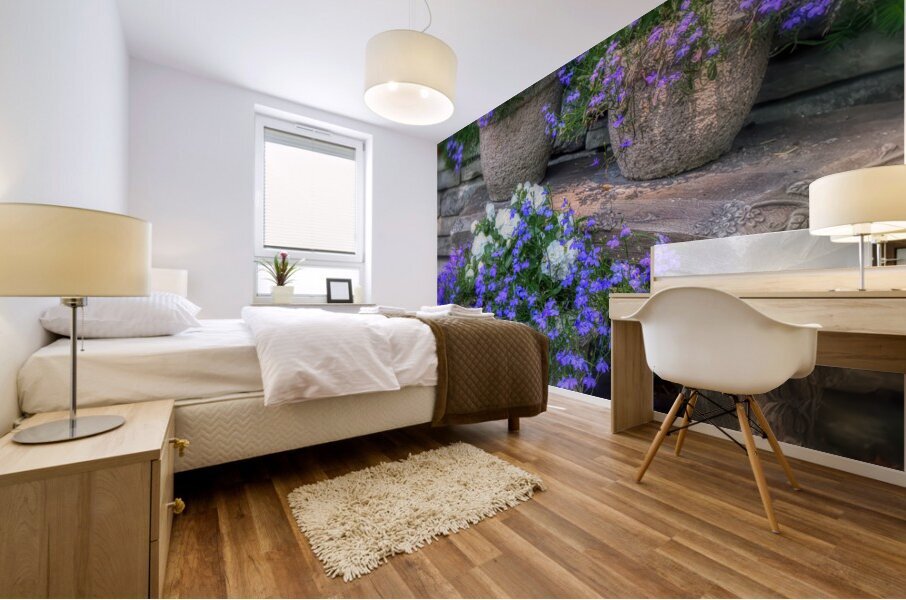 Planters in Blue Mural print