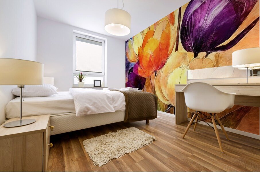 Double Rainbow Tulips Mural print
