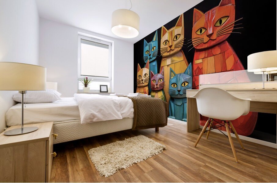 Colourful Cats Mural print