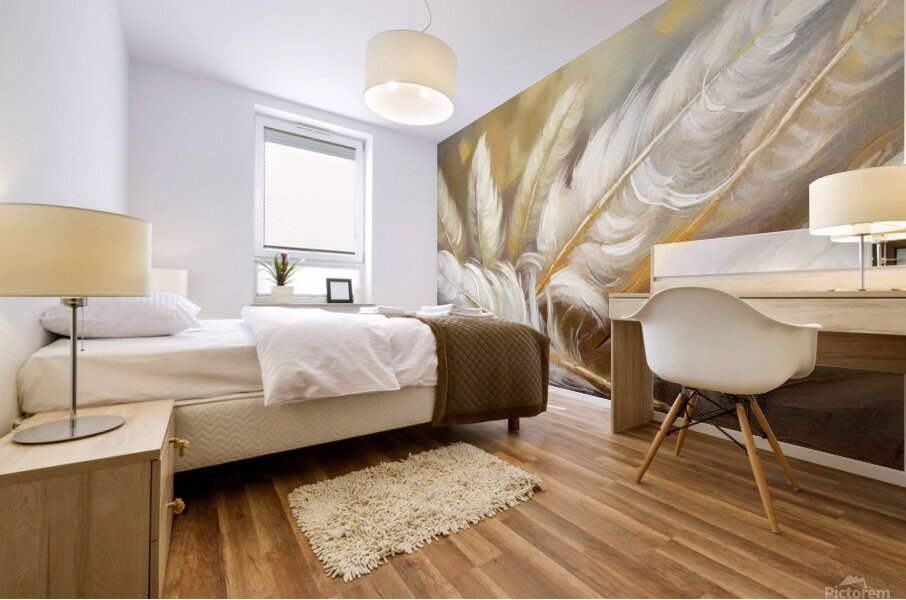 White Feathers Lost Mural print