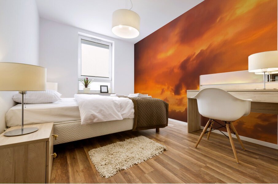 Orange Sky at Sunset Mural print