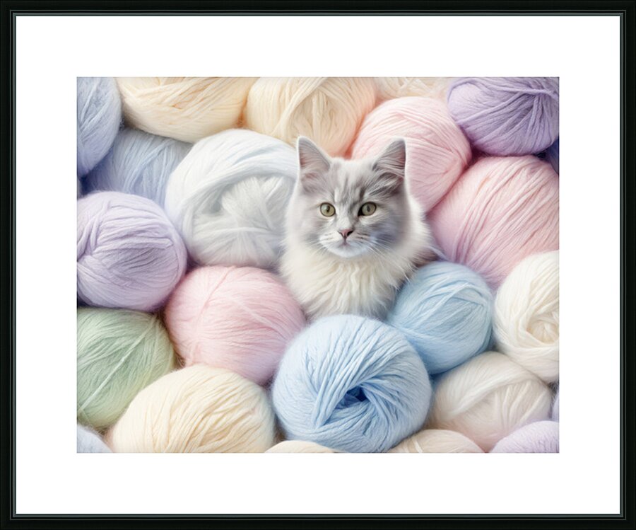 Kitten in Balls of Soft Angora  Picture Frame print