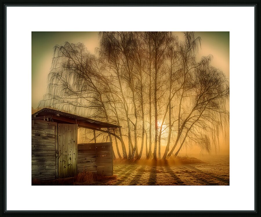 Sunset Through the Birches Picture Frame print