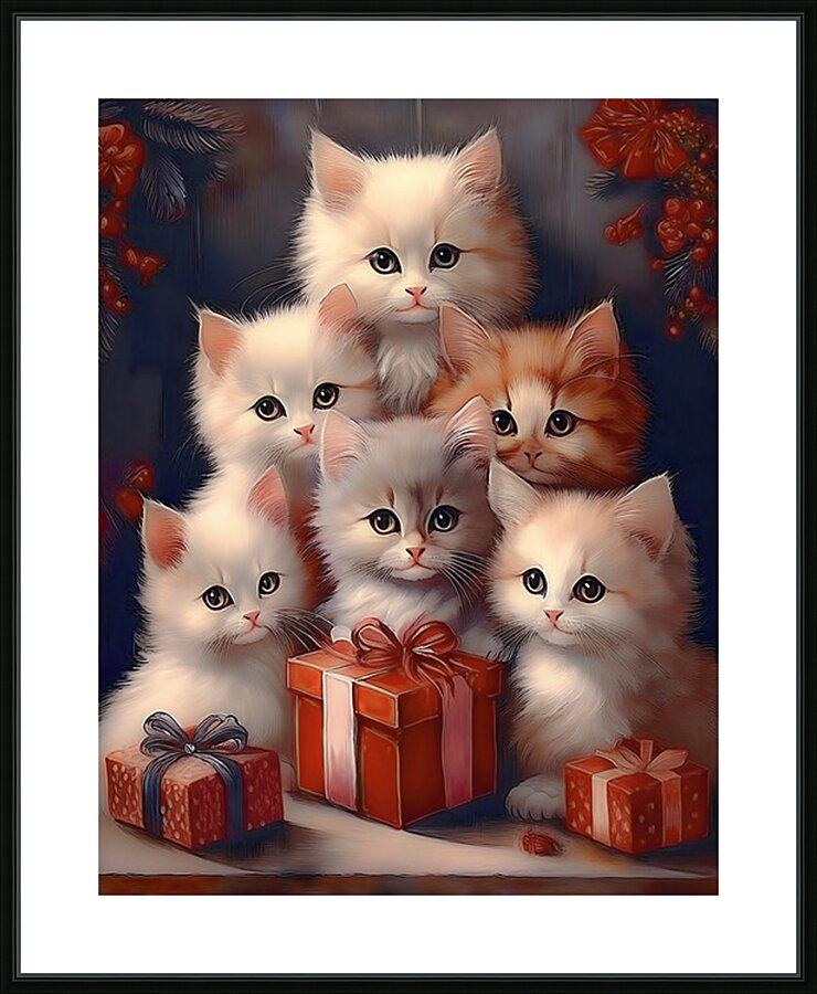 Holiday Kittens Picture Frame print