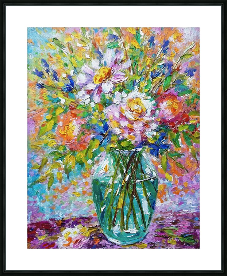 Painted flowers Picture Frame print