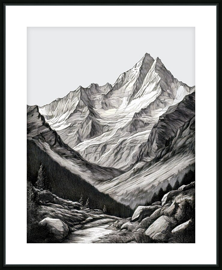 Mount Everest Etch Picture Frame print