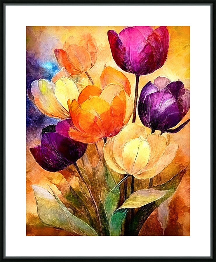 Double Rainbow Tulips Picture Frame print