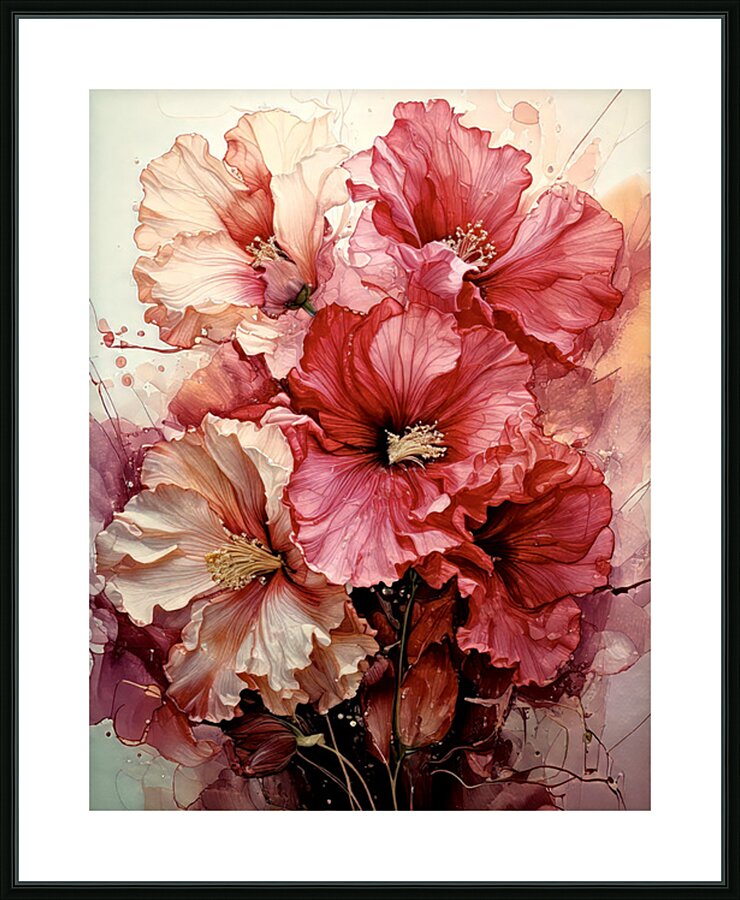 Hollyhocks Picture Frame print