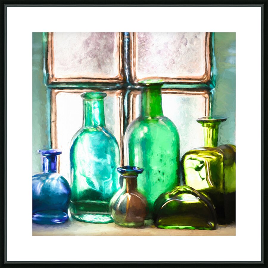 Vintage Glass Bottles Picture Frame print