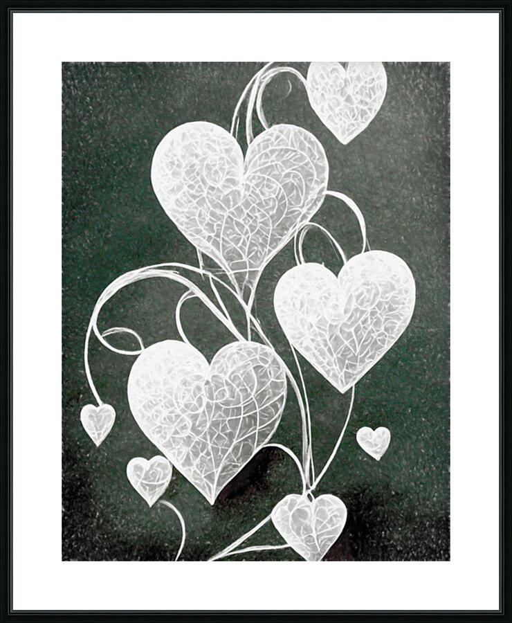 White Hearts on a String Picture Frame print