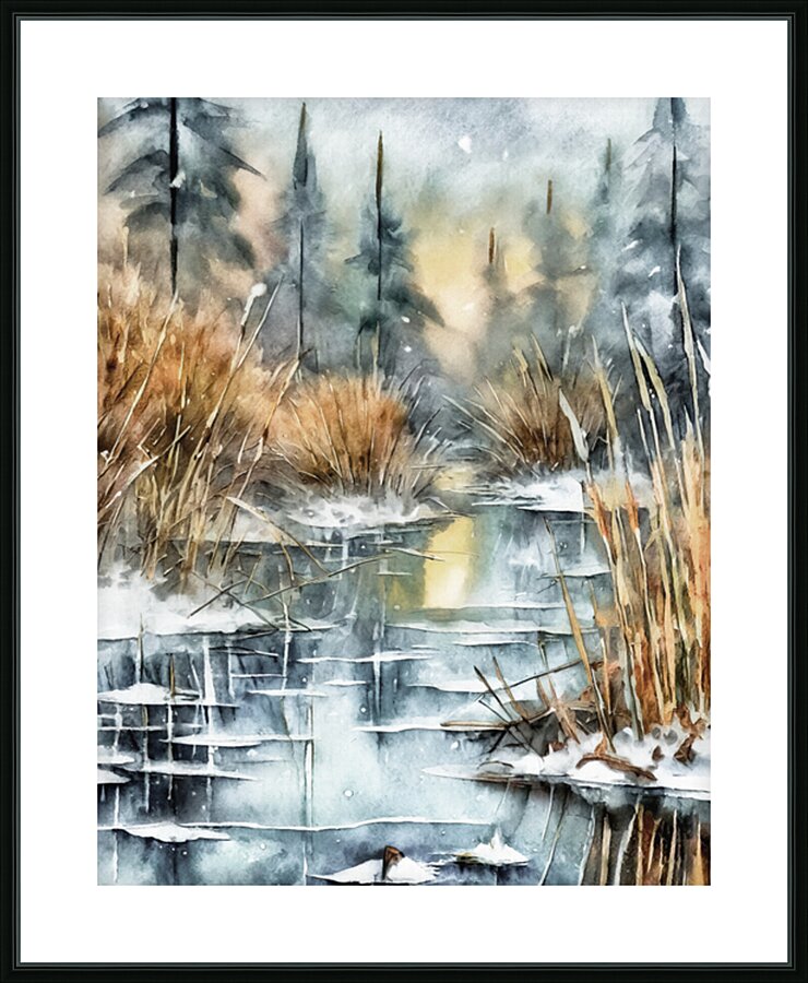 Frozen Marshes and Forest Picture Frame Printing