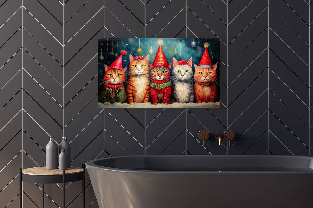 Funky Christmas Cats  Reproduction