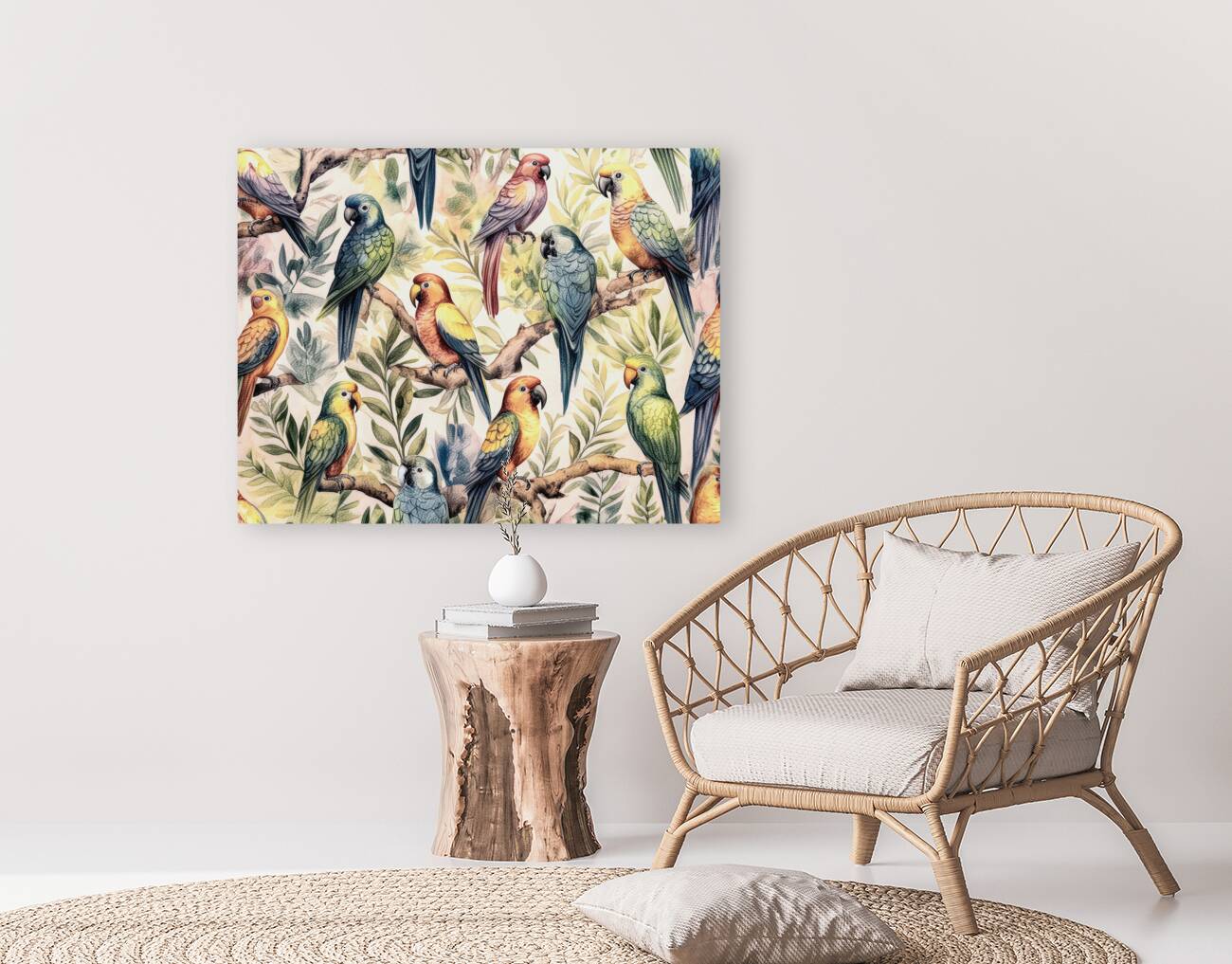 Perfect Parrots for a Mural Reproduction