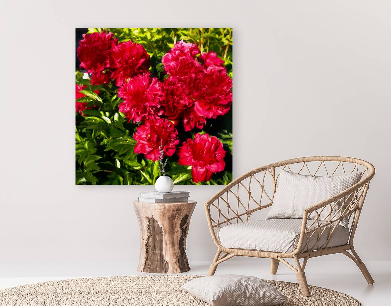 Deep Red Peonies Reproduction