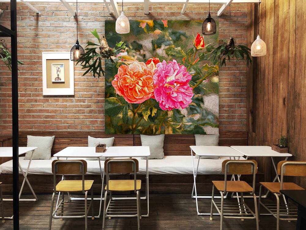 One Rose Bush - Different Colors Reproduction