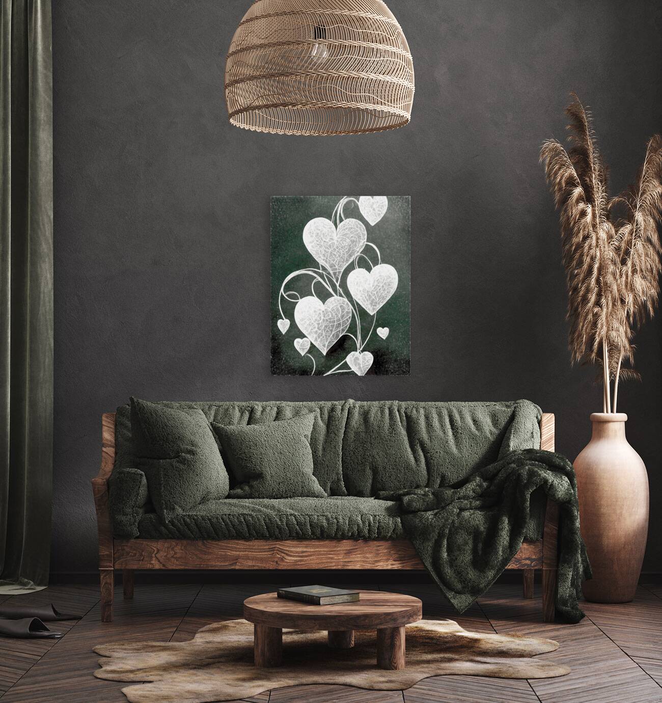 White Hearts on a String Reproduction