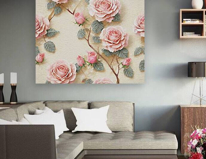 Pink Roses on the Wall by Thea Menagh