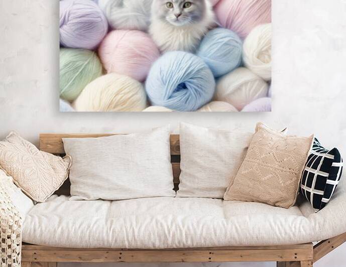 Kitten in Balls of Soft Angora  by Thea Menagh