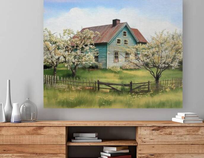 Blue House in the Orchard by Thea Menagh