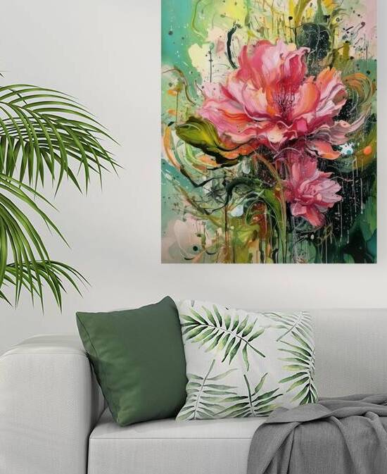 Abstract Pink Rose Reproduction