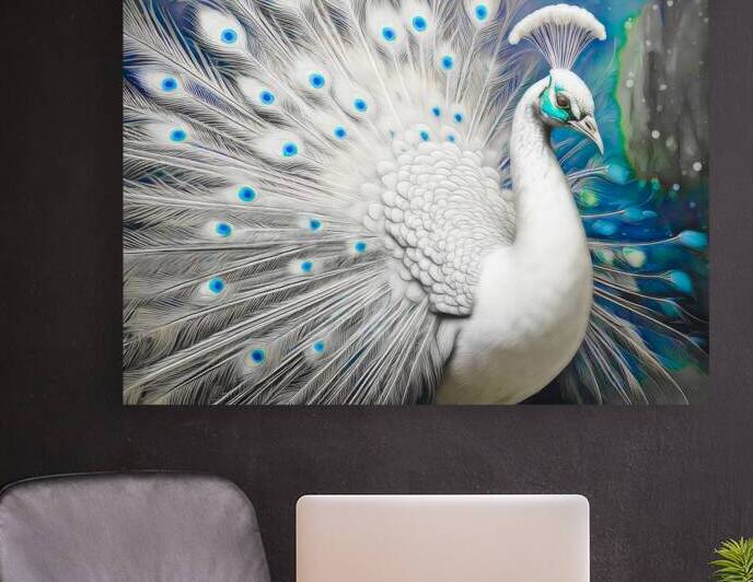 Leucistic Indian Peafowl  by Thea Menagh