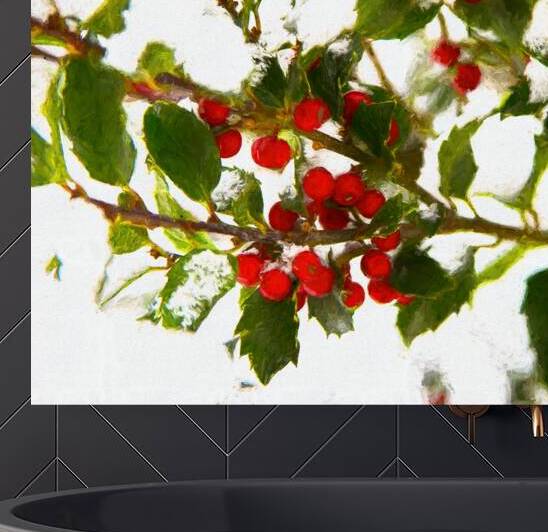 Winter Holly with Red Berries by Thea Menagh