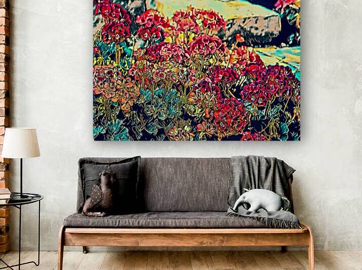 Geraniums Along the Front Steps by Thea Menagh