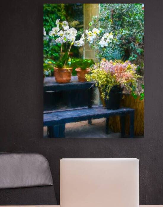 Blooms on a Blue Bench by Thea Menagh