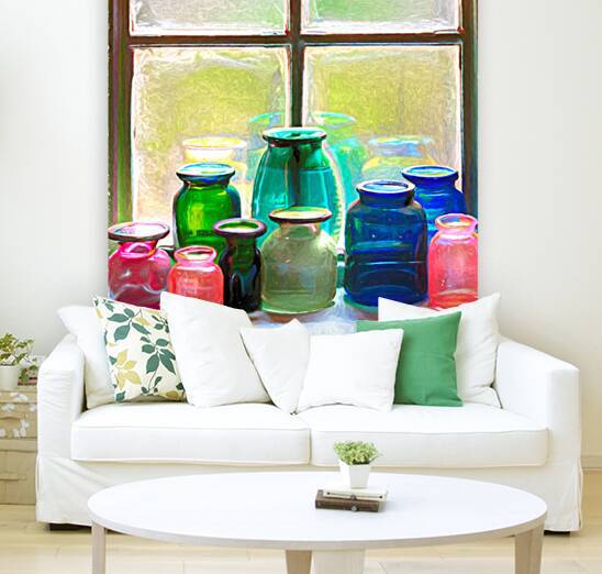 Old Glass Jars in the Window by Thea Menagh