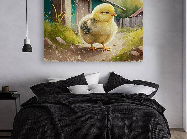 Yellow Chick in the Barnyard by Thea Menagh