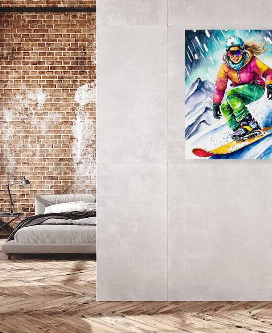 Snowboarding on a Snowy Day  by Thea Menagh