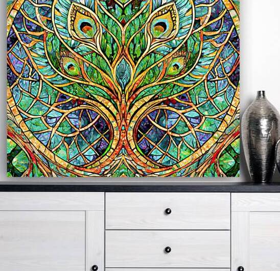 Stained Glass Peacock Feathers by Thea Menagh